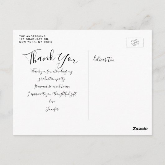 Chic Script 4 Foto Collage Abschluss Vielen Dank Postkarte (Rückseite)