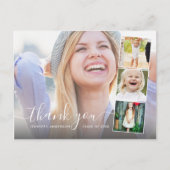 Chic Script 4 Foto Collage Abschluss Vielen Dank Postkarte (Vorderseite)