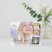 Chic Script 4 Foto Collage Abschluss Vielen Dank Postkarte (Stehend Vorderseite)