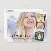Chic Script 4 Foto Collage Abschluss Vielen Dank Postkarte (Vorne/Hinten)