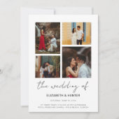 Chic Script 4 Foto Collage QR Code UAWG Wedding Einladung (Vorderseite)