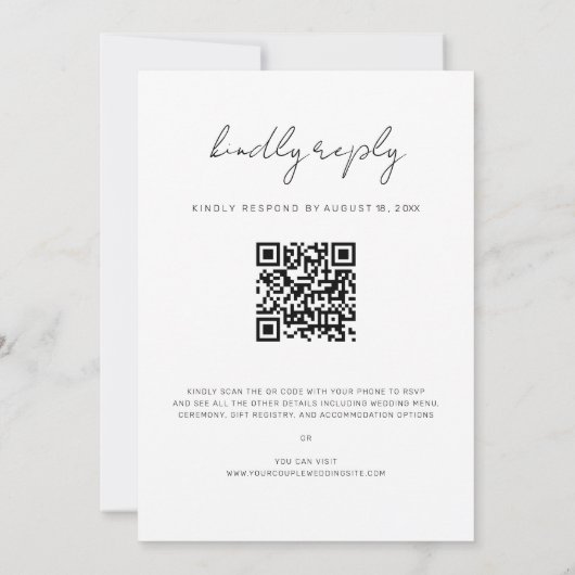 Chic Script 4 Foto Collage QR Code UAWG Wedding Einladung (Rückseite)