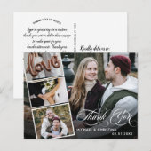 Chic Script 4 Foto Collage Wedding Vielen Dank Postkarte (Vorne/Hinten)