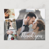 Chic Script 4 Foto Collage Wedding Vielen Dank Postkarte (Vorderseite)