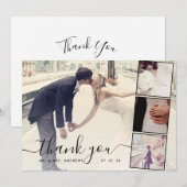 Chic Script 4 Fotos Collage Wedding Vielen Dank Dankeskarte (Vorne/Hinten)