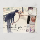 Chic Script 4 Fotos Collage Wedding Vielen Dank Postkarte (Vorderseite)