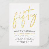 Chic Script 50. Geburtstagsfeier Folieneinladung (Vorderseite)
