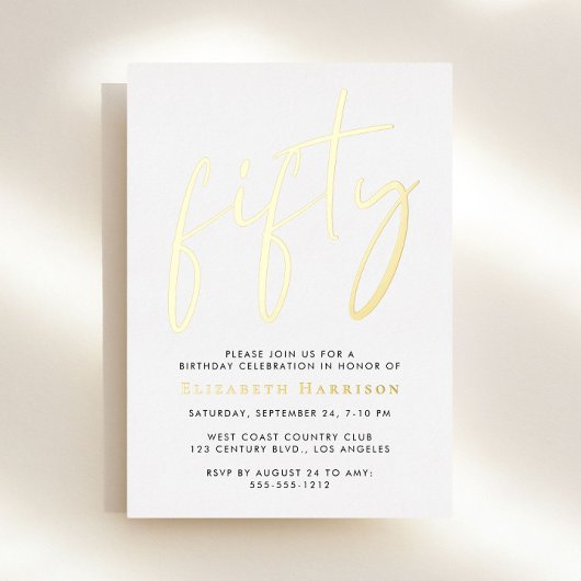 Chic Script 50. Geburtstagsfeier Folieneinladung