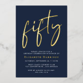 Chic Script 50. Geburtstagsfeier Folieneinladung (Vorderseite)