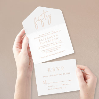 Chic Script 50. Geburtstagsparty All-in-One-Einladung