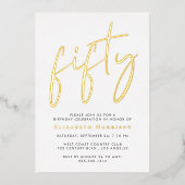 Chic Script 50. Geburtstagsparty Folieneinladung (Vorderseite)