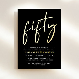 Chic Script 50. Geburtstagsparty Folieneinladung