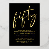 Chic Script 50. Geburtstagsparty Folieneinladung (Vorderseite)