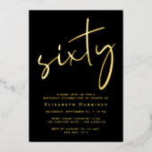 Chic Script 60. Geburtstagsfeier Gold Folieneinladung (Vorderseite)
