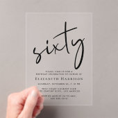 Chic Script 60. Geburtstagsparty Acryleinladungen (Insitu (Handheld))