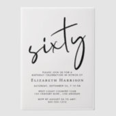 Chic Script 60. Geburtstagsparty Pergament Einladungen (Vorderseite)