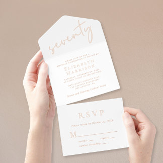 Chic Script 70. Geburtstagsparty All-in-One-Einladung