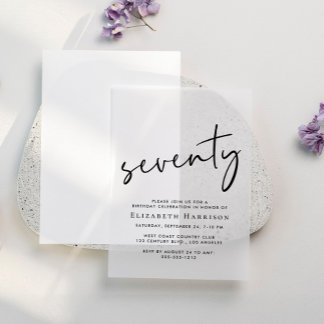 Chic Script 70. Geburtstagsparty Pergament Einladungen