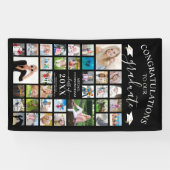 Chic Script Abschluss 35 Foto Collage Black Banner (Horizontal)