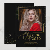 Chic Script Abschluss Ankündigung Gold Glitzer (Vorne/Hinten)