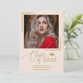 Chic Script Abschluss Ankündigung Gold Glitzer (Stehend Vorderseite)