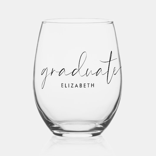 Chic Script-Abschluss Weinglas Ohne Stiel (Vorderseite)