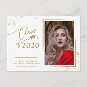 Chic Script Abschlussankündigung Festlich Gold Gli Postkarte