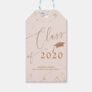 Chic Script Abschlussankündigung Roségold Glitter Geschenkanhänger
