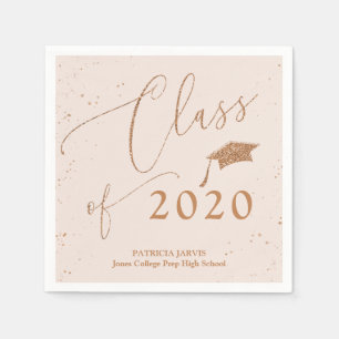 Chic Script Abschlussankündigung Roségold Glitter Serviette