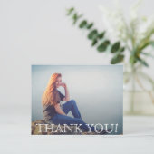 Chic Script Abschlussfoto Danke Postkarte (Stehend Vorderseite)