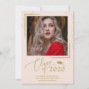 Chic Script Absolventenankündigung Gold Glitter Einladung