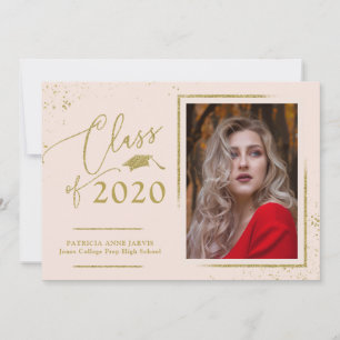 Chic Script Absolventenankündigung Gold Glitter Fo Einladung