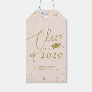 Chic Script Absolventenankündigung Gold Glitter Geschenkanhänger