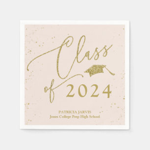 Chic Script Absolventenankündigung Gold Glitter Serviette