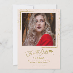 Chic Script Absolventenparty Save The Date Gold Gl Einladung