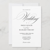 Chic Script All In One Schwarz-Weiß-Hochzeit Einladung (Vorderseite)