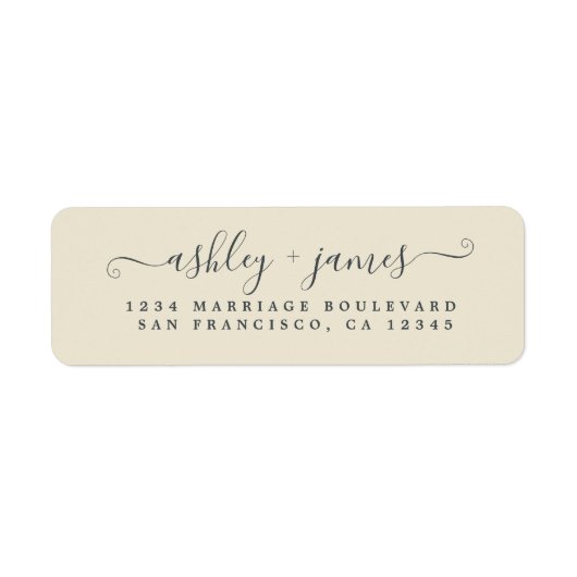 Chic Script Antique White Wedding Rücksendeadresse (Vorne)