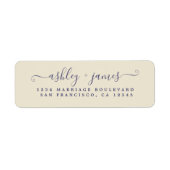 Chic Script Antique White Wedding Rücksendeadresse (Vorne)