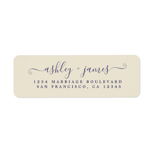 Chic Script Antique White Wedding Rücksendeadresse (Vorne)