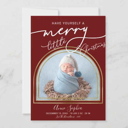 Chic Script Arch Frame Birth Ankündigung (Vorderseite)