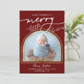 Chic Script Arch Frame Birth Ankündigung (Stehend Vorderseite)