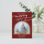 Chic Script Arch Frame Birth Ankündigung (Stehend Vorderseite)