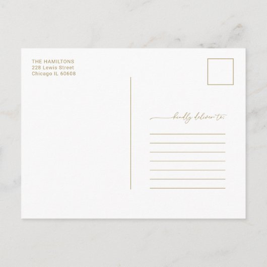 Chic Script Arch Holiday Wedding Ankündigung (Rückseite)