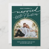 Chic Script Arch Holiday Wedding Ankündigung (Vorderseite)