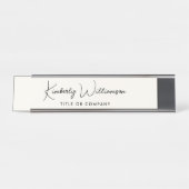 Chic Script Beruflich Cream Schreibtischnamensplakette (Vorderseite )