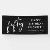 Chic Script Black 50. Geburtstagsparty Banner (Horizontal)