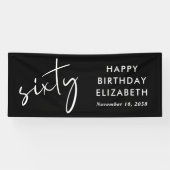 Chic Script Black 60. Geburtstagsparty Banner (Horizontal)