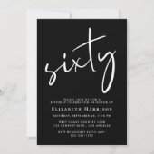 Chic Script Black 60. Geburtstagsparty Einladung (Vorderseite)