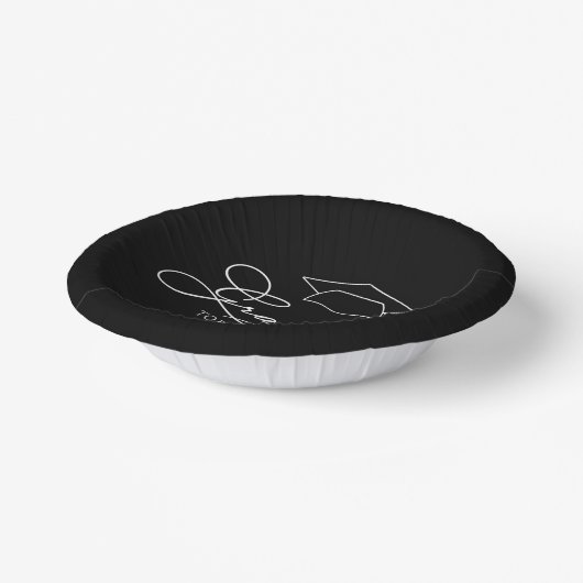 Chic Script Black Abschluss Pappteller (Gewinkelt)