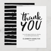 Chic Script Black and White Abschluss Vielen Dank Dankeskarte (Vorne/Hinten)